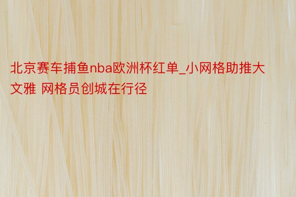 北京赛车捕鱼nba欧洲杯红单_小网格助推大文雅 网格员创城在行径