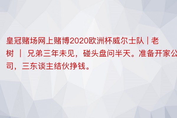 皇冠赌场网上赌博2020欧洲杯威尔士队 | 老树 ｜ 兄弟三年未见，碰头盘问半天。准备开家公司，三东谈主结伙挣钱。