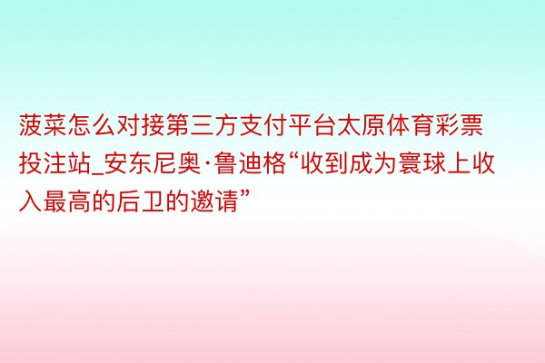 菠菜怎么对接第三方支付平台太原体育彩票投注站_安东尼奥·鲁迪格“收到成为寰球上收入最高的后卫的邀请”